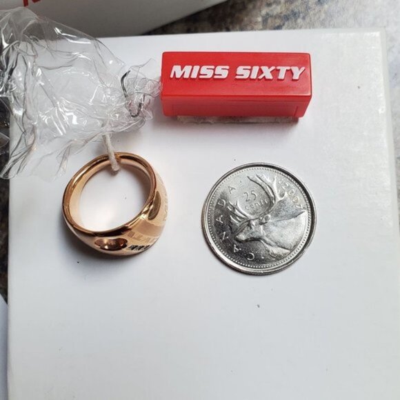Authentic MISS SIXTY Rose Gold Chunky Diamond Ring Size 6 NWT - Picture 8 of 10
